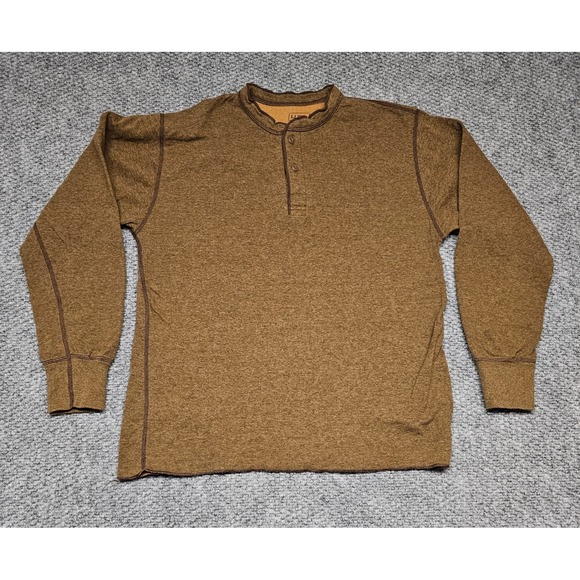 LL Bean Mens Traditional Fit Long Sleeve Henley Shirt Lot of 2 Thermal Size L - Picture 2 of 9